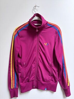 Y2K adidas Women's Grün Rainbow Firebird Track Jacket Sz M